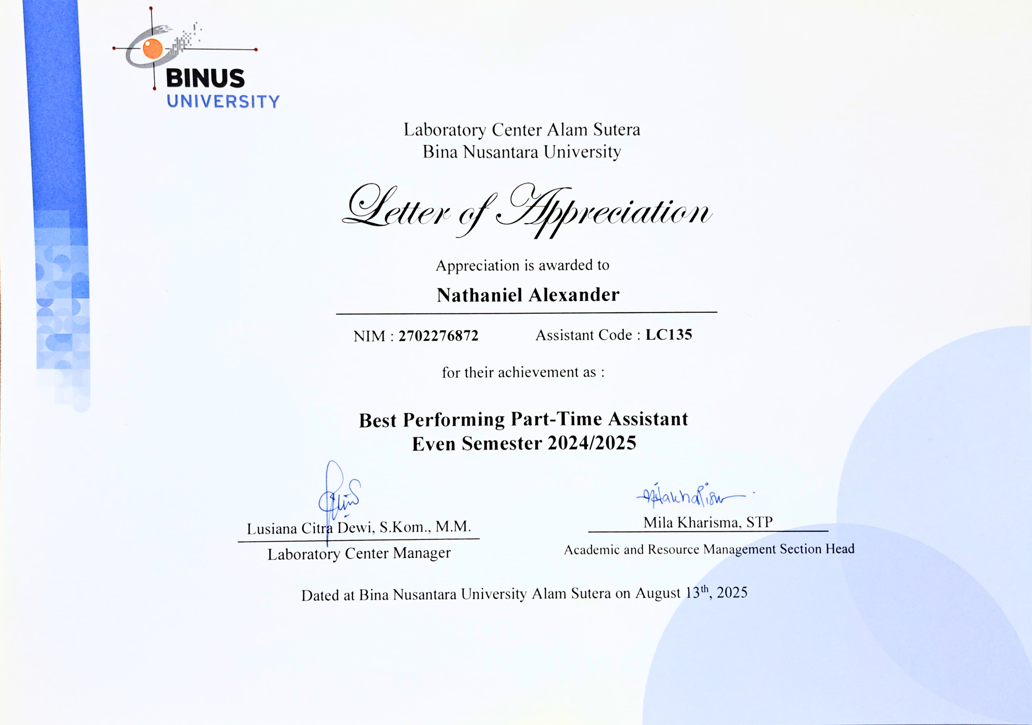 Best Performing Part-time Assistant