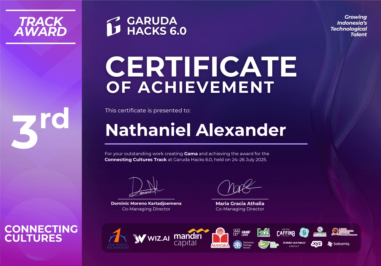 3rd Winner Garuda Hacks 6.0 - Connecting Cultures Track