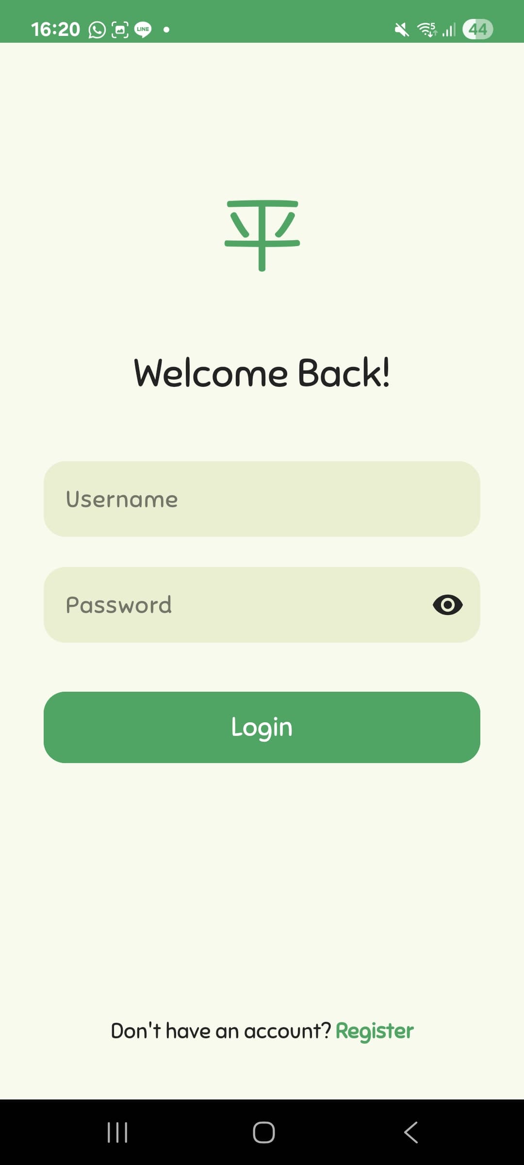 Login page