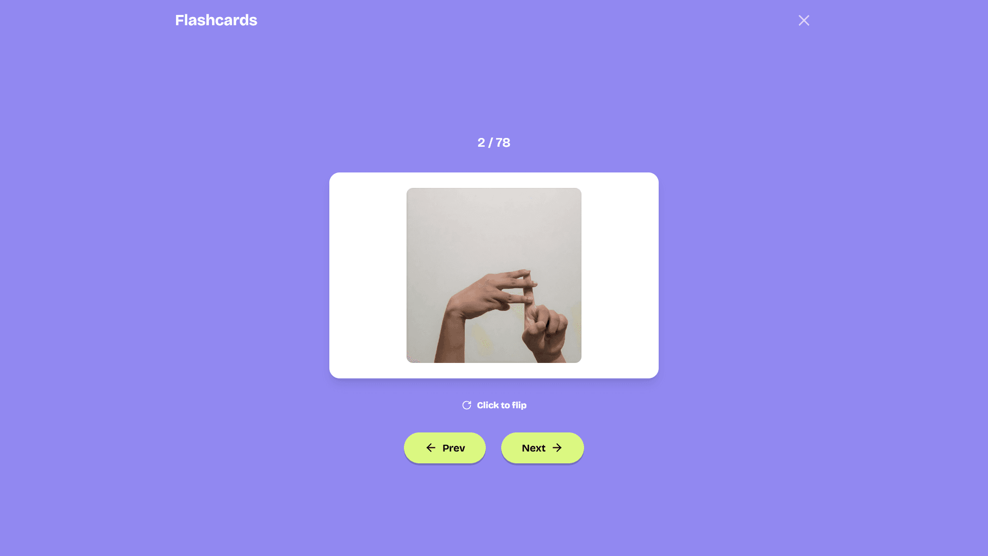 Flashcards page